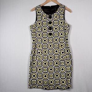 Willi Smith Womens Green Geometric Pattern Linen Sleeveless Dress Resort Glams S